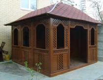 Gazebo estetika do-it-yourself yang terbuat dari kayu alami: fitur pemasangan dan pilihan gaya Dimensi diagram gazebo pedesaan do-it-yourself