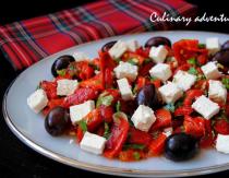 Recipe for salad with baked sweet peppers and olives step by step